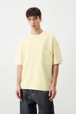 Kısa Kollu Oversize Cepli Tişört Sarı