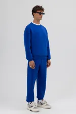 Basic Crew Neck Oversize Sweatshirt Navy Blue