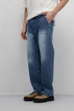 Pocket Detail Baggy Fit Jeans Blue