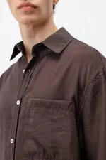 Chemise oversize en modal avec poches, marron foncé