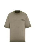 T-shirt oversize en maille délavée kaki