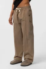 Bağcıklı Baggy Gabardin Pantolon Vizon
