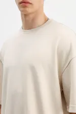 Modal Karışımlı Oversize Tişört Taş