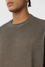 Yıkamalı Ottoman Basic Oversize Tişört Açık Kahve