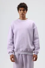 Sweat-shirt basique oversize délavé lilas