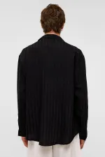 Chemise oversize à manches longues en modal, noire