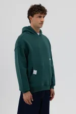 Sweat-shirt à capuche oversize imprimé, bleu marine