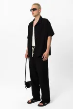 Basic Alt Üst Gömlek Takım Siyah