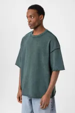 Yıkamalı Oversize Tişört Nefti