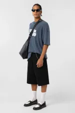 T-shirt oversize en maille délavée indigo