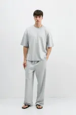 Modal Karışımlı Oversize Tişört Açık Gri