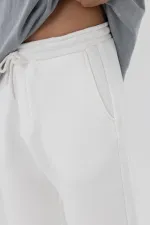 Basic Paça Lastikli Eşofman Alt Ekru