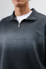 Sweat-shirt oversize à col zippé, noir