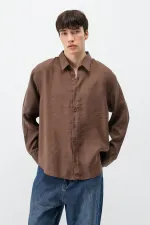 Chemise oversize en modal, couleur café