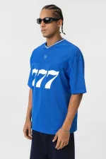 Oversize V-Neck Jersey T-Shirt (Navy Blue)