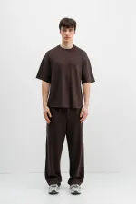 Modal Karışımlı Oversize Tişört Kahve