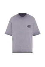 Yıkamalı Oversize Triko Tişört Gri