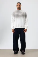 Sweat-shirt oversize à détails en pierre délavée, écru