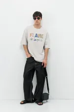 Baskılı Oversize Tişört Ice Grı