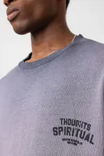 Yıkamalı Oversize Triko Tişört Gri