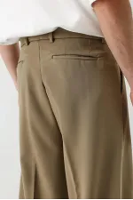 Baggy Fit Pilili Pantolon Haki