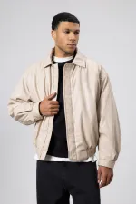 Veste oversize basique en similicuir couleur pierre