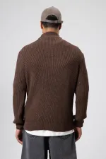 Yarım Balıkçı Yaka Triko Kazak Vizon