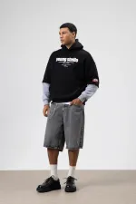 Sweat à capuche imprimé oversize noir