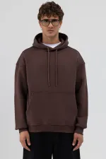 Basic Oversize Hooded Sweatshirt, Brown