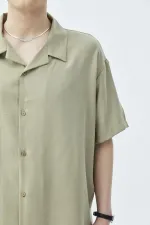 Basıc Oversize Keten Takım Haki