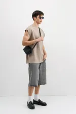 T-shirt basique oversize sans manches, couleur vison