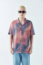 Patterned Corduroy Oversize Shirt Pattern-5