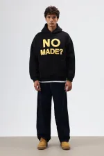 Sweat à capuche imprimé oversize noir