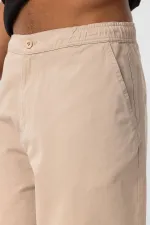 Yıkamalı Gabardin Baggy Pantolon Bej