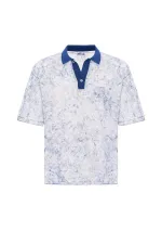 Yıkamalı Oversize Polo Yaka Tişört İndigo