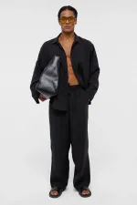 Baggy Fit Modal Kumaş Pantolon Siyah