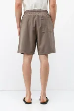 Oversize Keten Şort Vizon