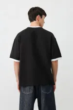 Kısa Kollu Oversize Cepli Tişört Siyah