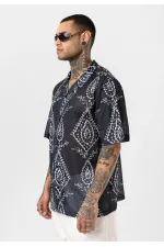 Patterned Corduroy Oversize Shirt Pattern-11