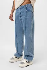 Relaxed Fit Jeans with Stitching Detail, Light Blue Melange