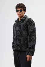 Oversize Peluş Mont Siyah