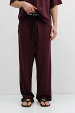 Fitilli Dokulu Baggy Eşofman Alt Mürdüm