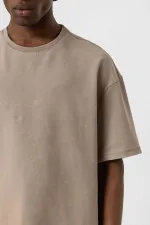 T-shirt oversize basique délavé, couleur vison