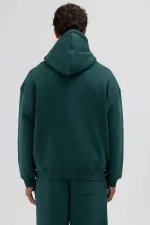 Sweat à capuche oversize basique zippé, bleu marine