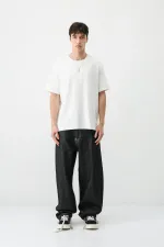 Kısa Kollu Boxy Fit Tişört Ekru