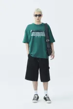 T-shirt oversize à imprimé en relief Atelier, bleu marine