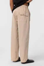 Bağcıklı Baggy Gabardin Pantolon Bej