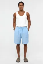 Oversize Modal Kumaş Bermuda Şort Mavi