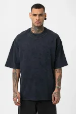 Washed Oversize T-Shirt with Chain Detail, Black