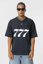 Oversize V Yaka Forma Tişört Füme